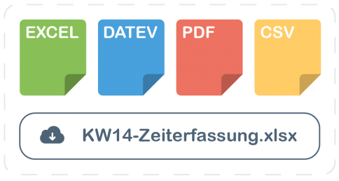 Exportieren Sie die erfassten Arbeitszeiten Ihrer Mitarbeiter in unterschiedlichen Formaten