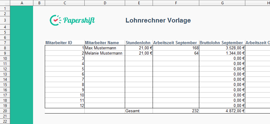 Lohnrechner Vorlage Excel