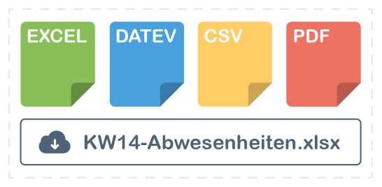 Abwesenheiten aus der Online Urlaubsplaner App in zahlreichen Dateiformaten exportieren