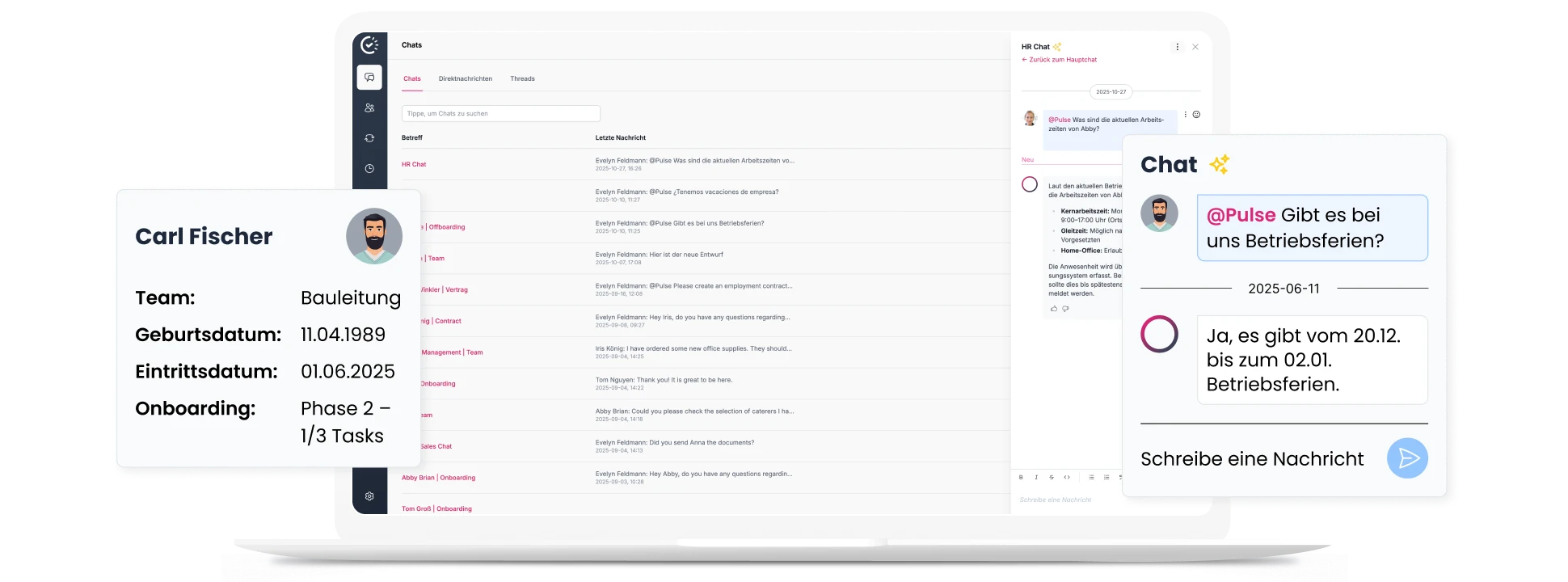 Ansicht der KI-Chatübersicht in der Papershift Software 