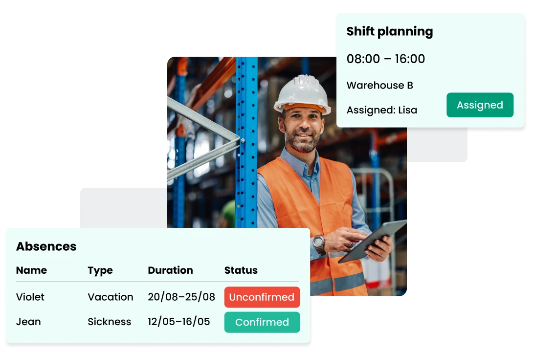 Warehouse shift planning and absences